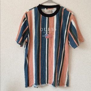 Vintage Guess striped embroidered mens / unisex tee
